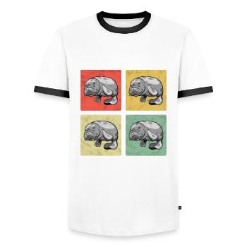 Seekuh Vintage Manati Meeressäuger Seekuh - Männer Kontrast-T-Shirt - Weiß/Schwarz - Vorne - AI Model Female 172 light (172cm) & AI Model Male 178 dark (178cm)