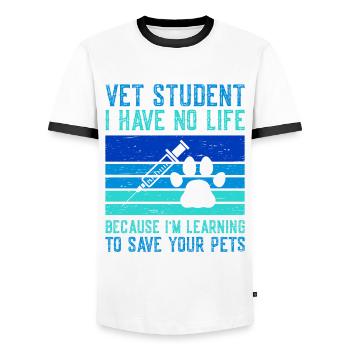 Vet Student I Have No Life for a Veterinarian Vet - Men's Ringer Shirt - white/black - Front - AI Model Female 172 light (172cm) & AI Model Male 178 dark (178cm)