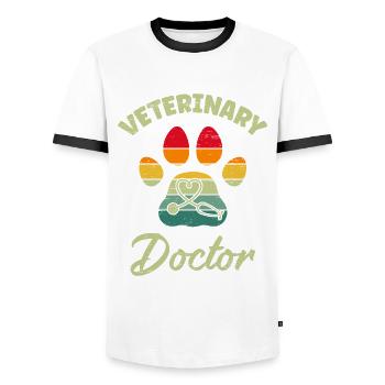 Veterinary Doctor for a Veterinarian Vet Tech - Men's Ringer Shirt - white/black - Front - AI Model Female 172 light (172cm) & AI Model Male 178 dark (178cm)