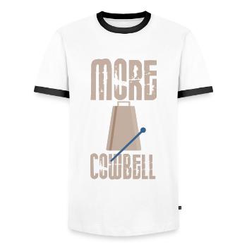 Musicien Humour Plus Cowbell Funny Band Cowbell - T-shirt contrasté Homme - blanc/noir - Devant - AI Model Female 172 light (172cm) & AI Model Male 178 dark (178cm)