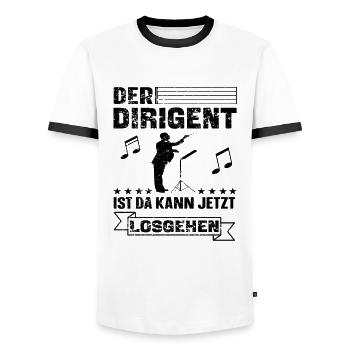 Lustiger Dirigent Dirigieren Spruch - Männer Kontrast-T-Shirt - Weiß/Schwarz - Vorne - AI Model Female 172 light (172cm) & AI Model Male 178 dark (178cm)