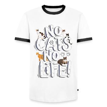 Pas de chats pas de vie chats Saint-Valentin - T-shirt contrasté Homme - blanc/noir - Devant - AI Model Female 172 light (172cm) & AI Model Male 178 dark (178cm)