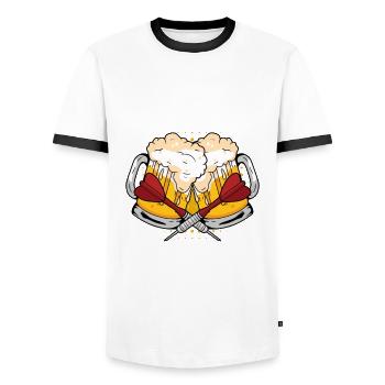 Dart und Bier, Darts, Darten 180 Spruch, Geschenk - Männer Kontrast-T-Shirt - Weiß/Schwarz - Vorne - AI Model Female 172 light (172cm) & AI Model Male 178 dark (178cm)