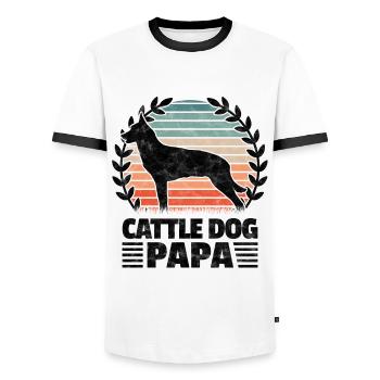Cattle Dog Papa Australian Cattle Dog - Männer Kontrast-T-Shirt - Weiß/Schwarz - Vorne - AI Model Female 172 light (172cm) & AI Model Male 178 dark (178cm)