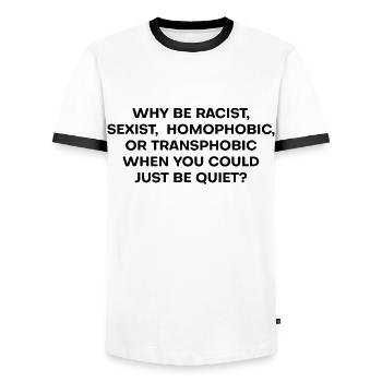 Leise - Männer Kontrast-T-Shirt - Weiß/Schwarz - Vorne - AI Model Female 172 light (172cm) & AI Model Male 178 dark (178cm)