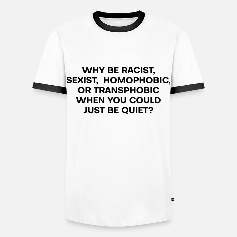 Leise - Männer Kontrast-T-Shirt - Weiß/Schwarz