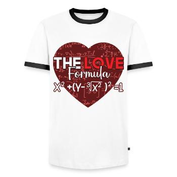 Le professeur de mathématiques de la formule d’amour pour une Saint-Valentin - T-shirt contrasté Homme - blanc/noir - Devant - AI Model Female 172 light (172cm) & AI Model Male 178 dark (178cm)