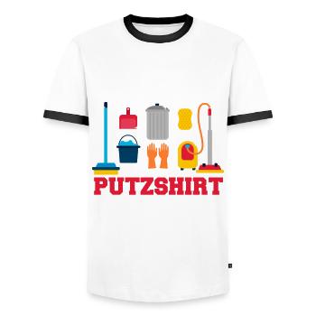 Offizielles Putzshirt Sauber machen aufräumen - Männer Kontrast-T-Shirt - Weiß/Schwarz - Vorne - AI Model Female 172 light (172cm) & AI Model Male 178 dark (178cm)
