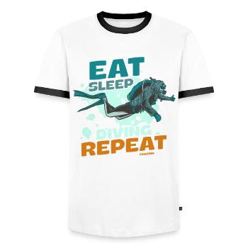 Eat Sleep Diving Repeat - Men's Ringer Shirt - white/black - Front - AI Model Female 172 light (172cm) & AI Model Male 178 dark (178cm)