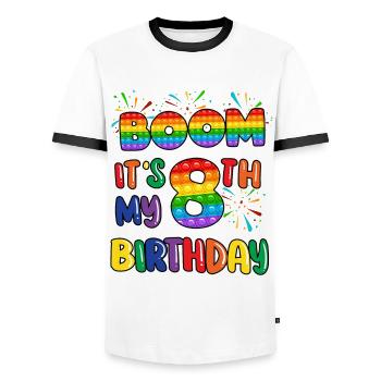 Boom It's My 8th Birthday Acht - Männer Kontrast-T-Shirt - Weiß/Schwarz - Vorne - AI Model Female 172 light (172cm) & AI Model Male 178 dark (178cm)