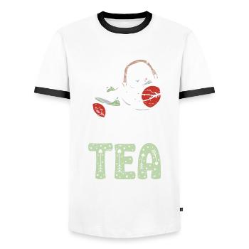But First Tea for a Drink Black Tea Lover - Men's Ringer Shirt - white/black - Front - AI Model Female 172 light (172cm) & AI Model Male 178 dark (178cm)