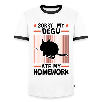 Degu a mangé mes devoirs - T-shirt contrasté Homme - blanc/noir - Devant - AI Model Female 172 light (172cm) & AI Model Male 178 dark (178cm)