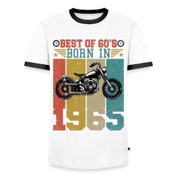 Best Of The 60's Geboren 1965 Vintage Motorrad - Männer Kontrast-T-Shirt - Weiß/Schwarz - Vorne - AI Model Female 172 light (172cm) & AI Model Male 178 dark (178cm)
