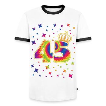 Tie-dye 45. Geburtstagsfeier 45 Jahre Alter - Männer Kontrast-T-Shirt - Weiß/Schwarz - Vorne - AI Model Female 172 light (172cm) & AI Model Male 178 dark (178cm)