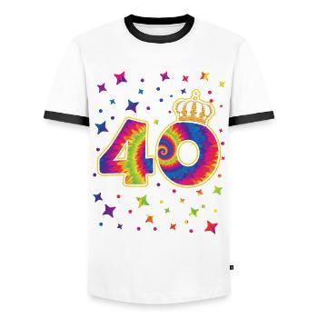Tie-dye 40th birthday party 40 years old - Men's Ringer Shirt - white/black - Front - AI Model Female 172 light (172cm) & AI Model Male 178 dark (178cm)