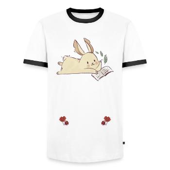 It's A Great Day For Books - Men's Ringer Shirt - white/black - Front - AI Model Female 172 light (172cm) & AI Model Male 178 dark (178cm)