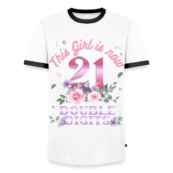 Dieses Mädchen Ist Jetzt 21 Double Digits 21. - Männer Kontrast-T-Shirt - Weiß/Schwarz - Vorne - AI Model Female 172 light (172cm) & AI Model Male 178 dark (178cm)