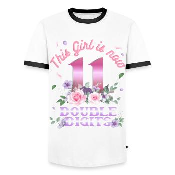 Dieses Mädchen Ist Jetzt 11 Double Digits 11. - Männer Kontrast-T-Shirt - Weiß/Schwarz - Vorne - AI Model Female 172 light (172cm) & AI Model Male 178 dark (178cm)