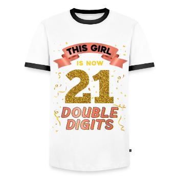 Dieses Mädchen Ist Jetzt 21 Double Digits 21. - Männer Kontrast-T-Shirt - Weiß/Schwarz - Vorne - AI Model Female 172 light (172cm) & AI Model Male 178 dark (178cm)