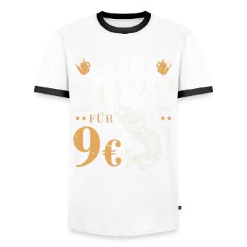 Sylt 2022 for 9 € I shoot cod and celebrate beer - Men's Ringer Shirt - white/black - Front - AI Model Female 172 light (172cm) & AI Model Male 178 dark (178cm)