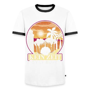 I don't have to do anything except go to Sylt and celebrate - Men's Ringer Shirt - white/black - Front - AI Model Female 172 light (172cm) & AI Model Male 178 dark (178cm)