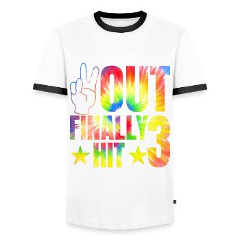 Out Enfin Hit 3 Year Old Celebrant 3. - T-shirt contrasté Homme - blanc/noir - Devant - AI Model Female 172 light (172cm) & AI Model Male 178 dark (178cm)