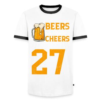 Prost Und Bier Auf 27 Jahre Frothy Mug Of Beer - Männer Kontrast-T-Shirt - Weiß/Schwarz - Vorne - AI Model Female 172 light (172cm) & AI Model Male 178 dark (178cm)
