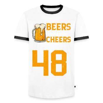 Prost Und Bier Auf 48 Jahre Frothy Mug Of Beer - Männer Kontrast-T-Shirt - Weiß/Schwarz - Vorne - AI Model Female 172 light (172cm) & AI Model Male 178 dark (178cm)
