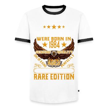 Legenden Wurden 1984 Geboren, Gealtert Wie Whisky - Männer Kontrast-T-Shirt - Weiß/Schwarz - Vorne - AI Model Female 172 light (172cm) & AI Model Male 178 dark (178cm)