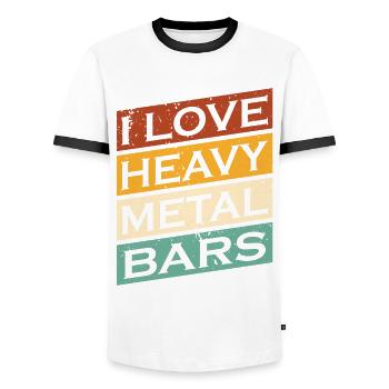 I love Heavy Metal Blacksmith Bladesmith - Men's Ringer Shirt - white/black - Front - AI Model Female 172 light (172cm) & AI Model Male 178 dark (178cm)