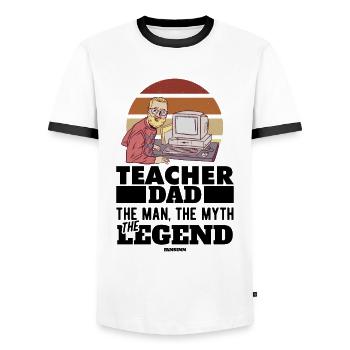 Teacher Dad The Man The Myth The Legend - Männer Kontrast-T-Shirt - Weiß/Schwarz - Vorne - AI Model Female 172 light (172cm) & AI Model Male 178 dark (178cm)