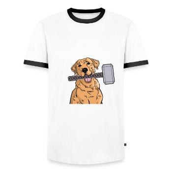 Labrathor Labrador Retriever Golden Retriever - T-shirt contrasté Homme - blanc/noir - Devant - AI Model Female 172 light (172cm) & AI Model Male 178 dark (178cm)