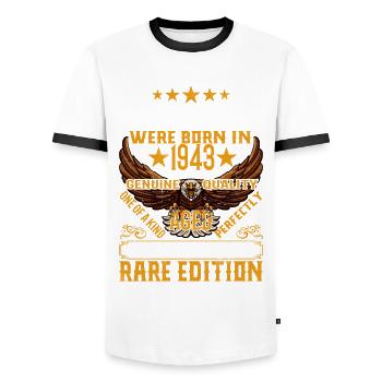 Legenden Wurden 1943 Geboren, Gealtert Wie Whisky - Männer Kontrast-T-Shirt - Weiß/Schwarz - Vorne - AI Model Female 172 light (172cm) & AI Model Male 178 dark (178cm)