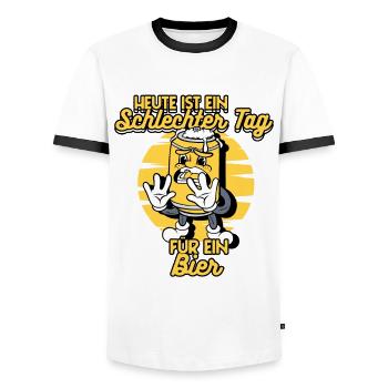 Es Ist Ein Schlechter Tag Für Ein Bier Lustiger - Männer Kontrast-T-Shirt - Weiß/Schwarz - Vorne - AI Model Female 172 light (172cm) & AI Model Male 178 dark (178cm)