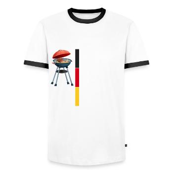 Grillmaster grill & barbecue fédéral officiel - T-shirt contrasté Homme - blanc/noir - Devant - AI Model Female 172 light (172cm) & AI Model Male 178 dark (178cm)