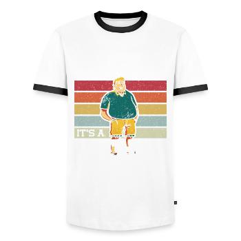 Its not a Dad Bod its a Father Figure Father's Day - Men's Ringer Shirt - white/black - Front - AI Model Female 172 light (172cm) & AI Model Male 178 dark (178cm)
