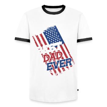 Meilleur papa patriotique de tous les temps Fête des Pères - T-shirt contrasté Homme - blanc/noir - Devant - AI Model Female 172 light (172cm) & AI Model Male 178 dark (178cm)