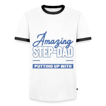 Step-Dad thanks for Putting up with Mom Vatertag - Männer Kontrast-T-Shirt - Weiß/Schwarz - Vorne - AI Model Female 172 light (172cm) & AI Model Male 178 dark (178cm)