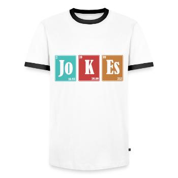 Je dis périodiquement aux JOKEs de papa - T-shirt contrasté Homme - blanc/noir - Devant - AI Model Female 172 light (172cm) & AI Model Male 178 dark (178cm)