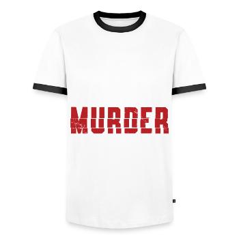 Courir parce que le meurtre est un mauvais marathon de coureur - T-shirt contrasté Homme - blanc/noir - Devant - AI Model Female 172 light (172cm) & AI Model Male 178 dark (178cm)