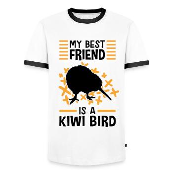 My best friend is a kiwi bird - Men's Ringer Shirt - white/black - Front - AI Model Female 172 light (172cm) & AI Model Male 178 dark (178cm)