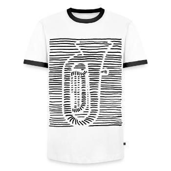 Tuba Player Tuba Brass Music Tuba - Men's Ringer Shirt - white/black - Front - AI Model Female 172 light (172cm) & AI Model Male 178 dark (178cm)