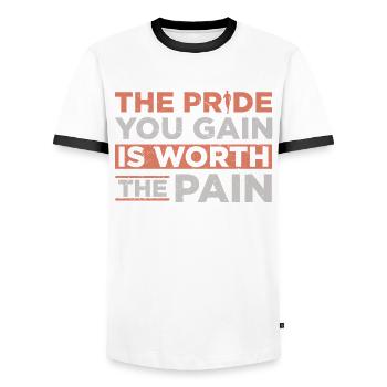 La fierté que vous gagnez en vaut la peine - T-shirt contrasté Homme - blanc/noir - Devant - AI Model Female 172 light (172cm) & AI Model Male 178 dark (178cm)