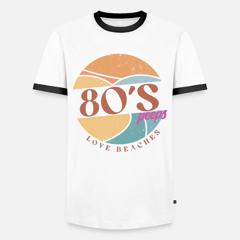80er - Männer Kontrast-T-Shirt - Weiß/Schwarz