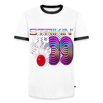 Striking Into 39 Bowling Bowler 39. Geburtstag - Männer Kontrast-T-Shirt - Weiß/Schwarz - Vorne - AI Model Female 172 light (172cm) & AI Model Male 178 dark (178cm)