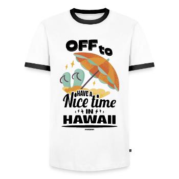 Hawaii - Men's Ringer Shirt - white/black - Front - AI Model Female 172 light (172cm) & AI Model Male 178 dark (178cm)