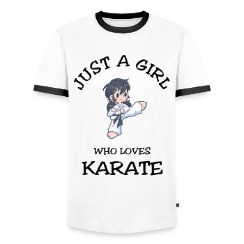 Just A Girl Who Loves Karate - Men's Ringer Shirt - white/black - Front - AI Model Female 172 light (172cm) & AI Model Male 178 dark (178cm)