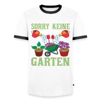 Sorry keine Zeit Mein Garten braucht Mich Garten - Männer Kontrast-T-Shirt - Weiß/Schwarz - Vorne - AI Model Female 172 light (172cm) & AI Model Male 178 dark (178cm)