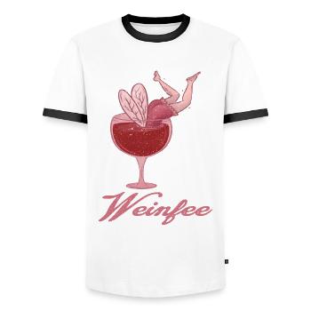 Weintrinker Weinfee Wein - Männer Kontrast-T-Shirt - Weiß/Schwarz - Vorne - AI Model Female 172 light (172cm) & AI Model Male 178 dark (178cm)