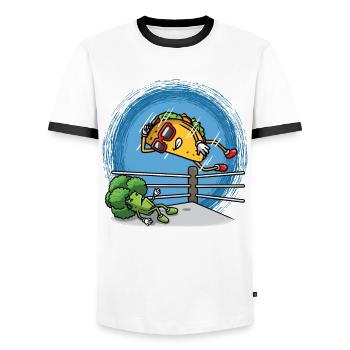Taco Wrestling Mexikanischer Ringer Cinco De Mayo - Männer Kontrast-T-Shirt - Weiß/Schwarz - Vorne - AI Model Female 172 light (172cm) & AI Model Male 178 dark (178cm)